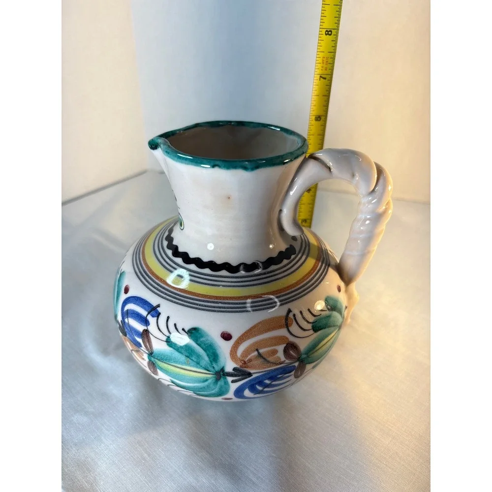 Hand-Painted Ceramic Pitcher Vase‎ Decorative Home Decor Italian Sanguino Art 5